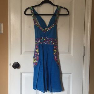 Bright blue floral free people dress