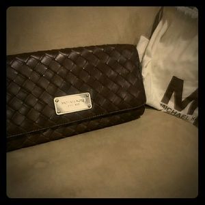 Michael Kors Large Mocha Leather Clutch