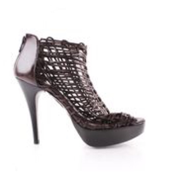 Cage Woven Platform Sandal - Brown Leather