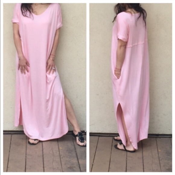 ✨LAST ONELoose fit side  slit dress ONLY PINK LEFT - Picture 3 of 3