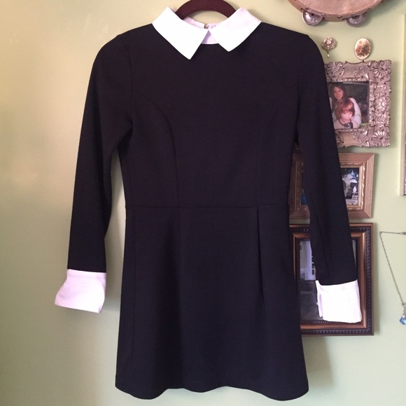 Wednesday Addams Black White Collared Dress
