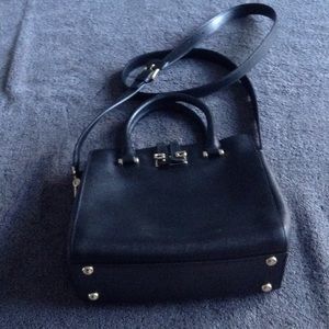 Pristine Furla black bag with cross body strap