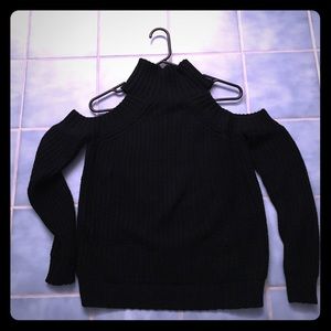 Cold Shoulder Black Long Sleeve Sweater