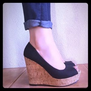 Wet Seal Black Peep Toe Wedges