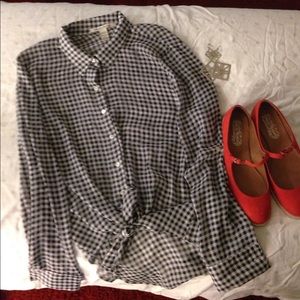 American Rag 0x gingham tie front