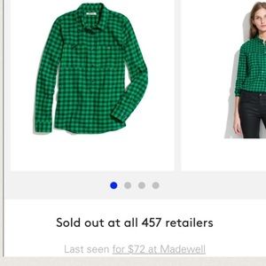 NWOT MADEWELL green mini check popover