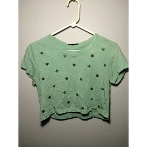 Distressed smiley and pot leaf shirt