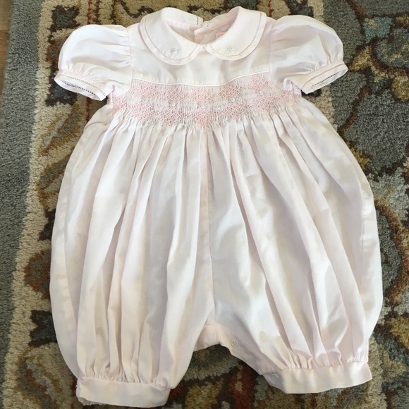 Petit Ami Other - Petit Ami smocked pink baby girl romper 3 months