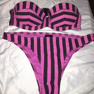Black and purple stripe bikini