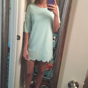 Never been worn TOBI light blue scalloped dress.