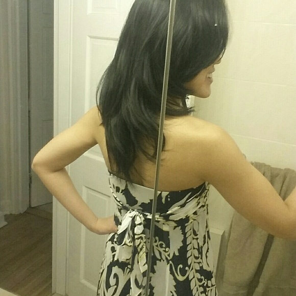 Ann Taylor dark navy and yellow flower dress 0P - Picture 3 of 4