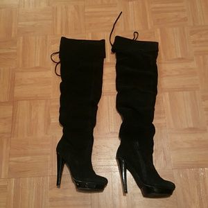 Thigh high black suede boots 6.5