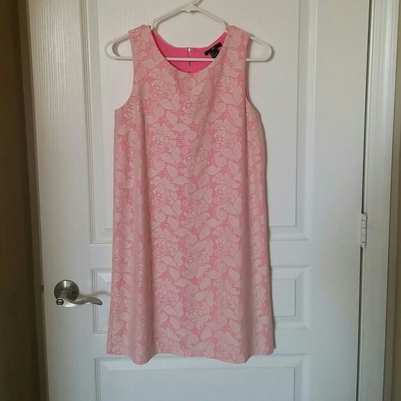 Hot Pink/Nude Lace Overlay Dress