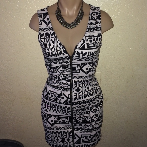 Black and White Aztec Print Dress