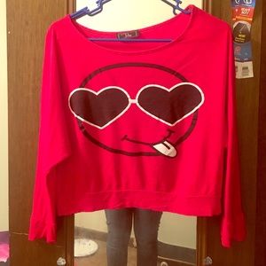 Red Smiley Crop Top 100% rayon