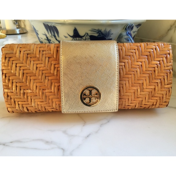 Tory Burch Gold Ratan Clutch