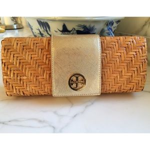Tory Burch Gold Ratan Clutch