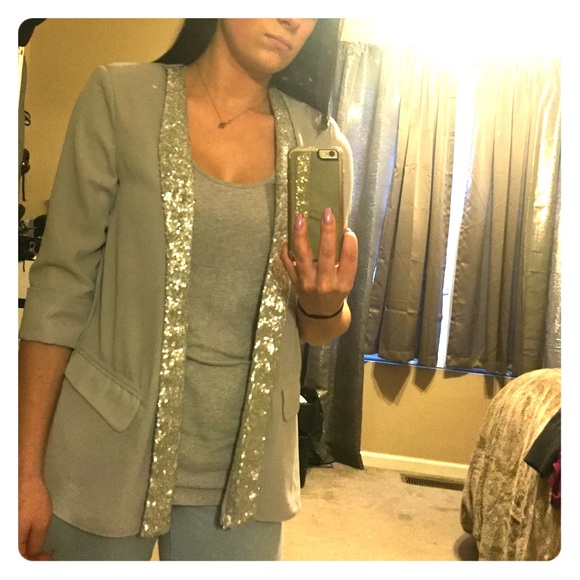 Gray Sequined Blazer
