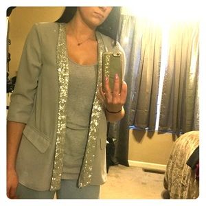 Gray Sequined Blazer