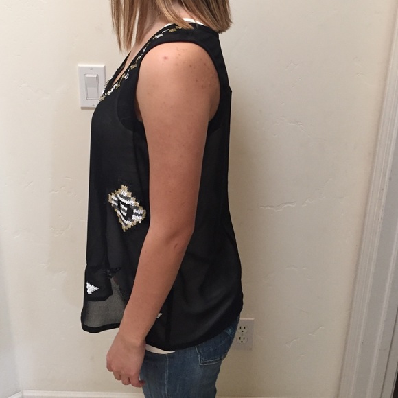 Bar III sheer tank top with sequins - Picture 2 of 4