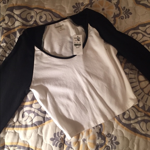 Express black and white crop top