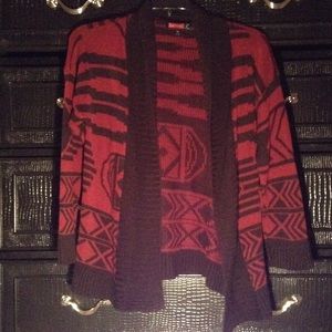 Black and red cardigan