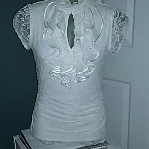 Lace Ruffle Short Sleeve Top
