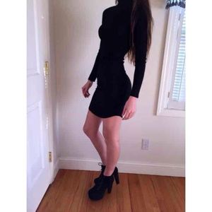 NWT black ribbed mock neck bodycon