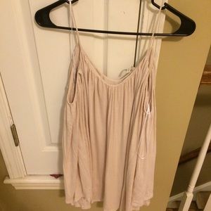 Tan off the shoulder dress