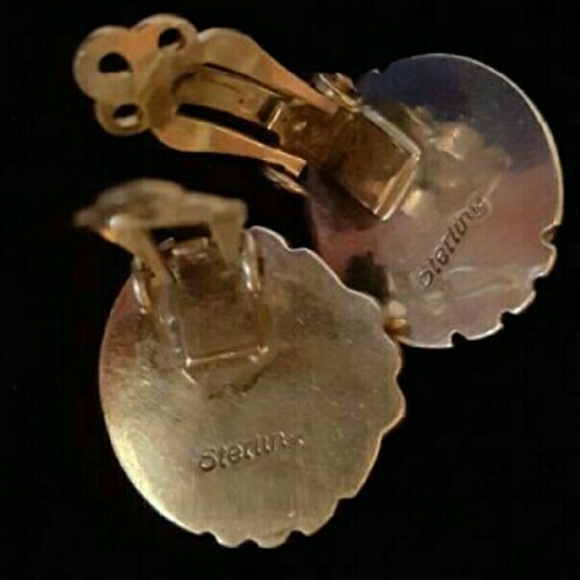 Authentic Navajo Indian Handcrafted Clip Earrings - Picture 2 of 2