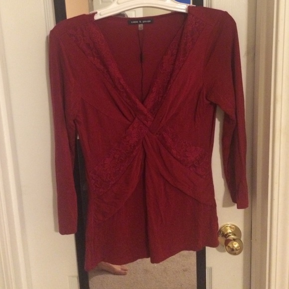 Dark rad twisted lace top