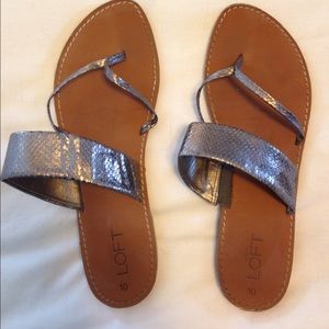Loft Metallic Leather Sandals - Size 10
