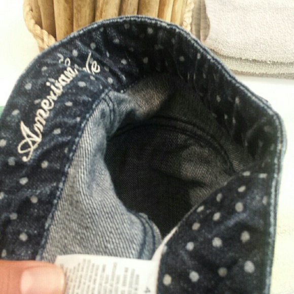 AEO Polka Dot Jean Frayed Shorts - Picture 3 of 3