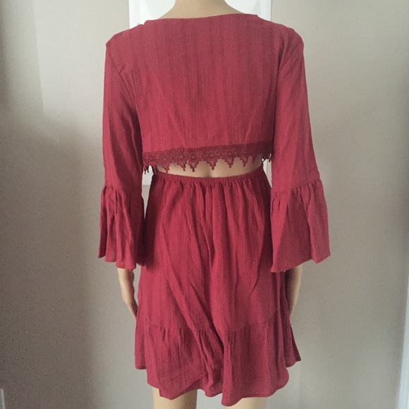 5 ⭐️ STAR RATED! GALENA red crochet trim dress - Picture 4 of 4