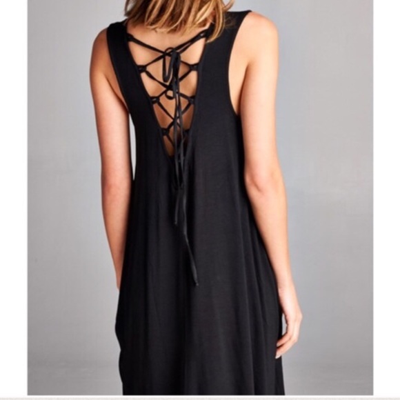 🔖 FLASH SALE: Soft Lace-Up Jersey Shift Dress - Picture 2 of 4