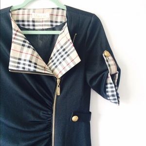 Black and Plaid Print Dress