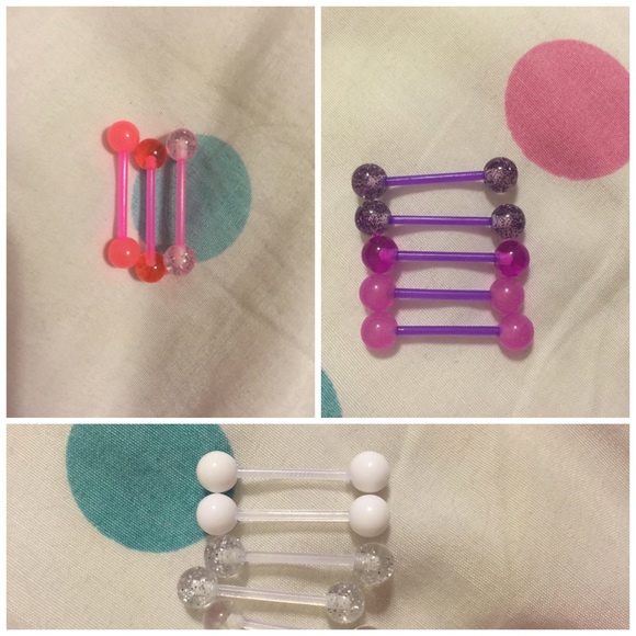 Glow in the dark uv light and sparkle tongue rings