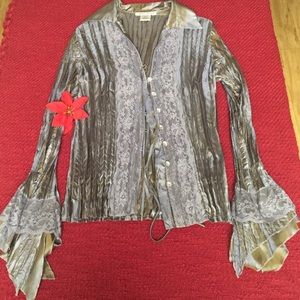 Andrea Rosati button down -  lace blouse size M