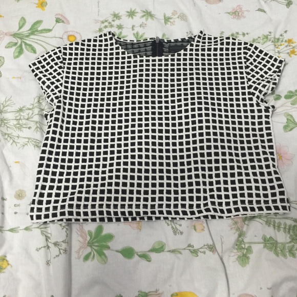 Black and White Checker Crop Top