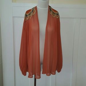 Orange ASOS Sheer Kimono Style Cardigan