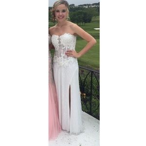 White Jovani prom gown