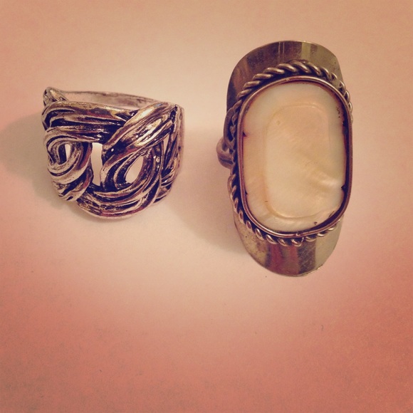 2  silver dipped rings size. Size 38 & adjustable