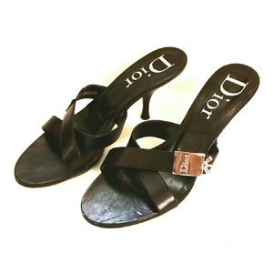 Dior heel pump black strap sandals size 37