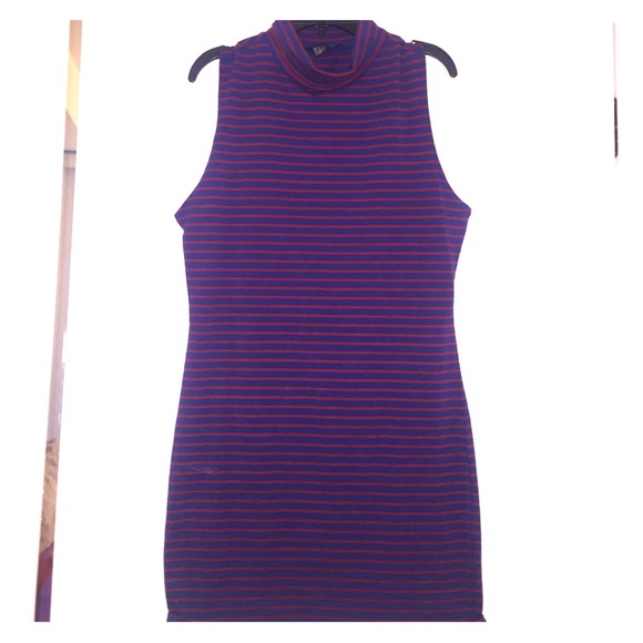 Turtle neck stripped mini dress