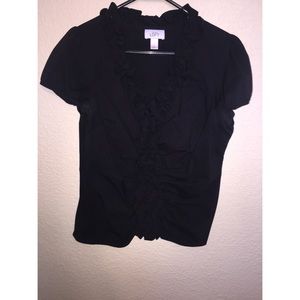 Black top with ruffles