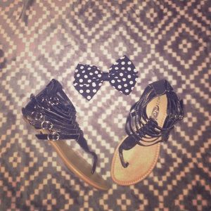 Black Sparkly Ankle Sandals🎀