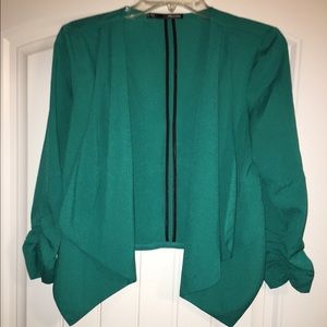 Green cropped blazer