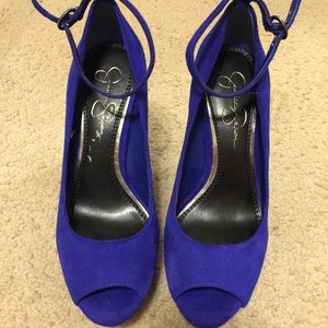 Jessica Simpson Royal blue peeptoe