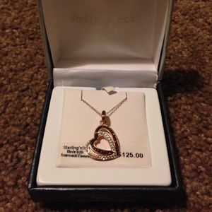 Rose plated sterling silver heart necklace