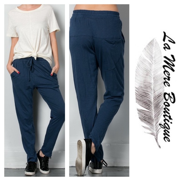 Blue Jogger Slub Pants